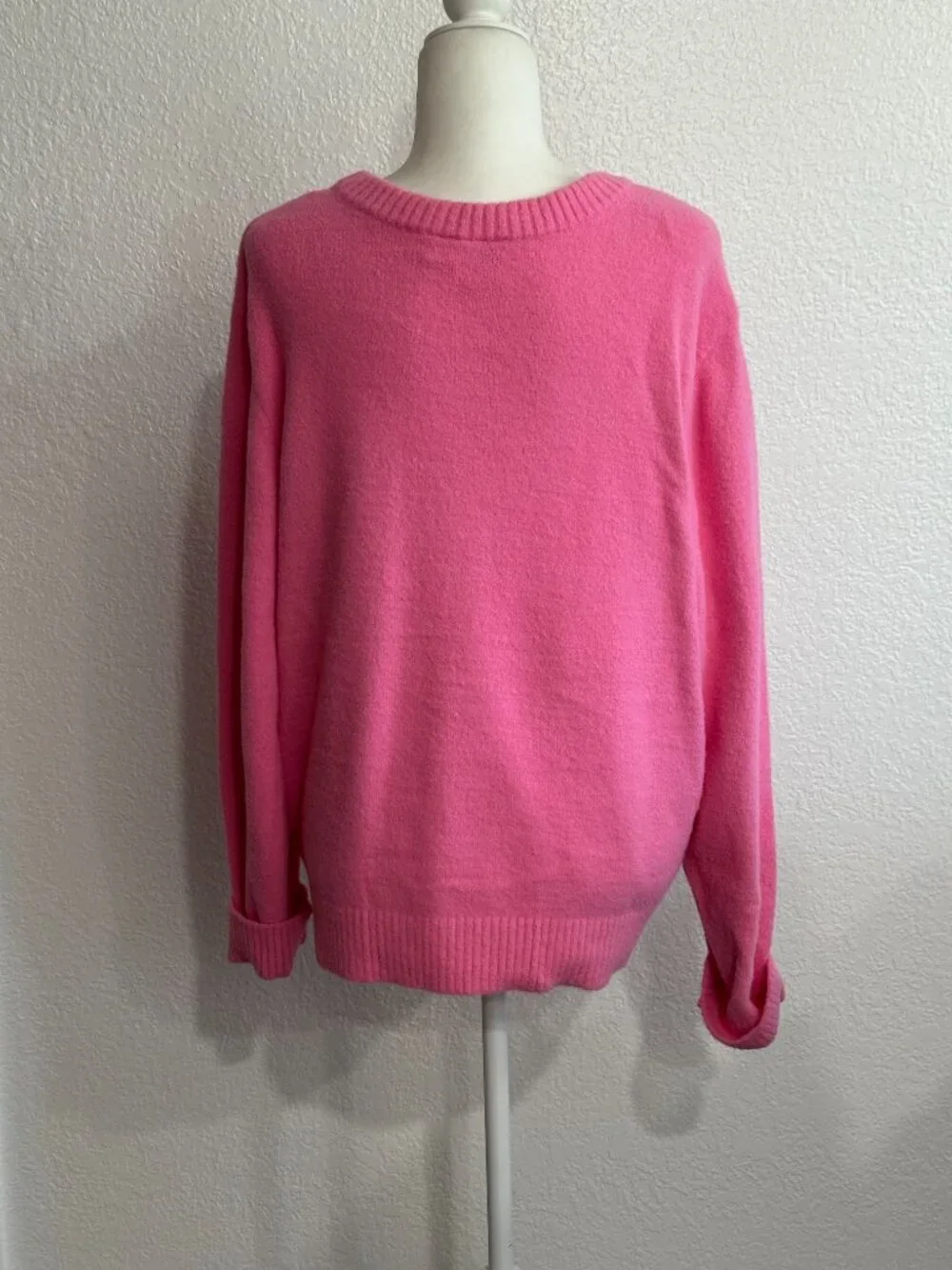 Wicked Pink Graphic Sweater Women’s Oversized Crewneck Knit Pullover Cozy Statem - Picture 5 of 5